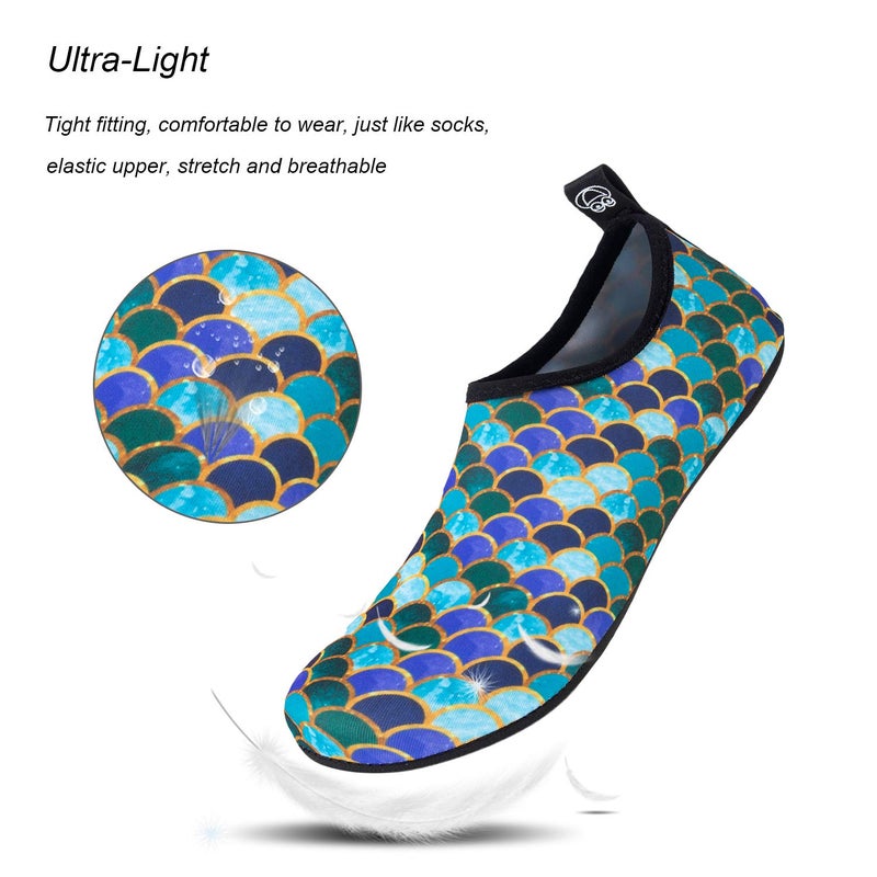 WateLves Water Shoes for Womens Mens Barefoot Quick-Dry Aqua Socks for Beach Swim Surf Yoga Exercise Camping Must Haves (Fishscale Blackgreen, 38/39) - Image 3